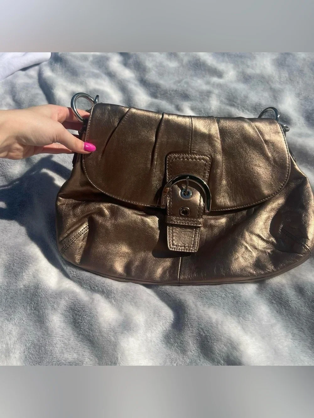 Coach Soho Leather Bronze Metallic Shoulder Bag Purse